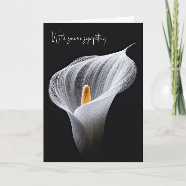 Sympathy White Calla Lily On Black Kort (Framsida)