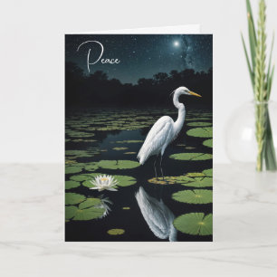 Sympathy White Egret på Vatten Lily Pad Kort
