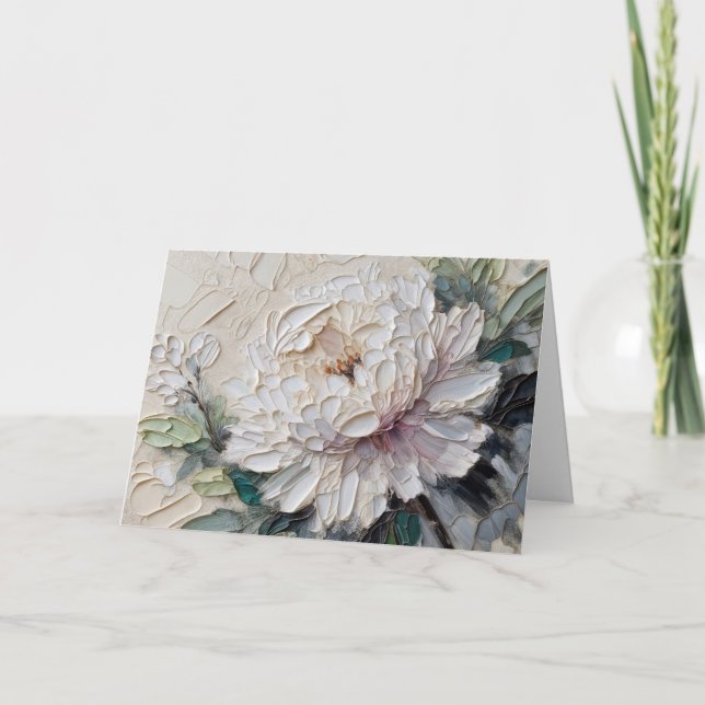 Sympathy White Peony Impasto Painting Kort (Framsida)