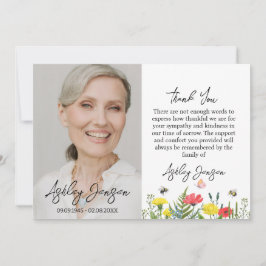 Sympathy Wildflower Photo Funeral Thank You Card Tack Kort