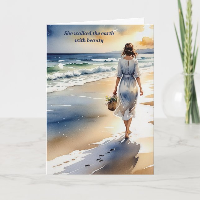 Sympathy Woman Walking the Beach Kort (Framsida)