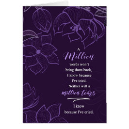 Sympati A Million Tårar i Deep Plum Botanical Hälsningskort