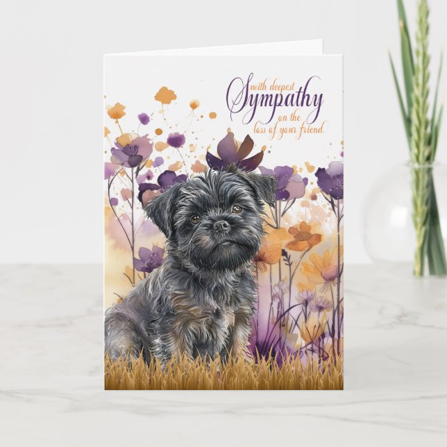 Sympati Affenpinscher Hund Wildblomme Meadow Kort (Framsida)