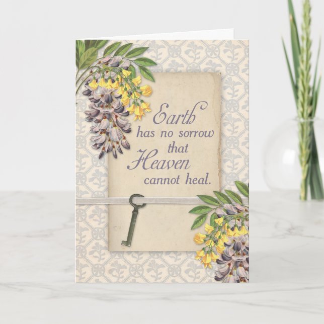 sympati | Antique Wisteria Blommigt Greeting Card Kort (Framsida)