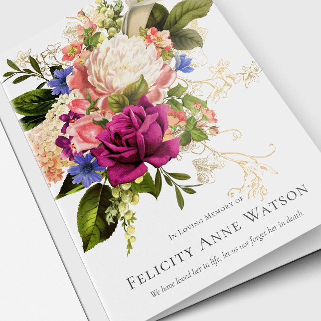 Sympati Begravning Tacksamhetskort Blomsterbukett Kort (Sympathy Funeral Thank You Cards Floral Bouquet)