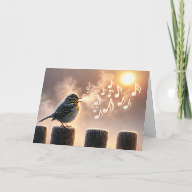 Sympati Bird sjunger på gammalt staket Kort (Framsida)