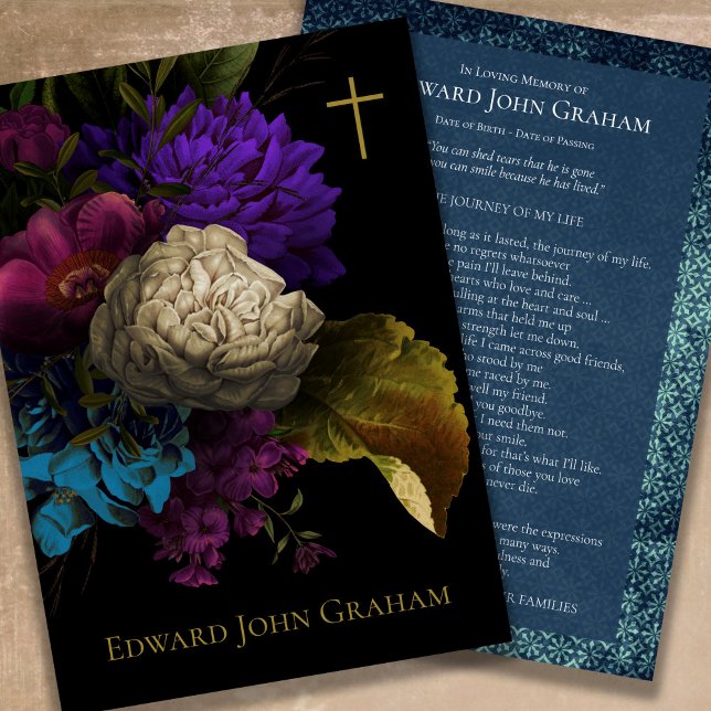 Sympati Blommigt Memorial - tack för ditt kort (Elegant Sympathy Floral Funeral Thank You Card)