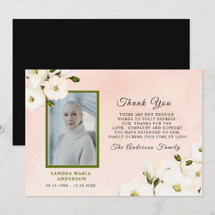 Sympati Blommigt Rosa Photo Memory Tack Kort