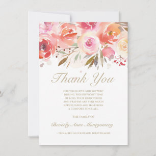 Sympati Blommigt Watercolor Ro Tack Kort
