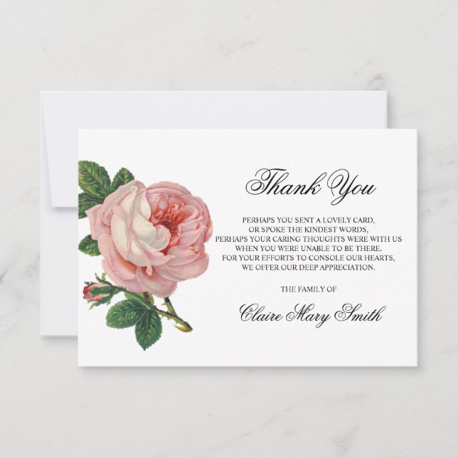 Sympati Blommigten Ro Vintage TACK Kort (Framsida)