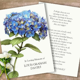 Sympati Blue Hydrangea Funeral Tack ditt kort
