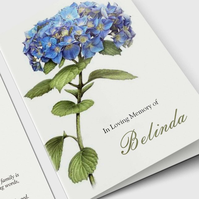 Sympati Blue Hydrangea Funeral Tack OBS Kort (Memorial Bereavement Blue Hydrangea Funeral Sympathy Cards )