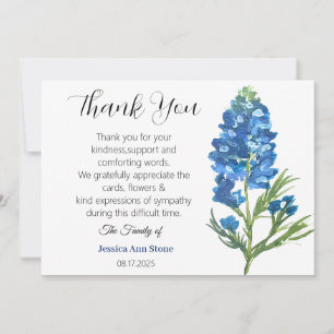 Sympati Bluebonnets Funeral Död Tack Inbjudningar