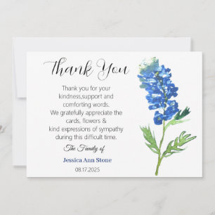 Sympati Bluebonnets Funeral Död Tack Inbjudningar