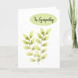 Sympati Condolence Grönt Löv Natural Hälsning Kort