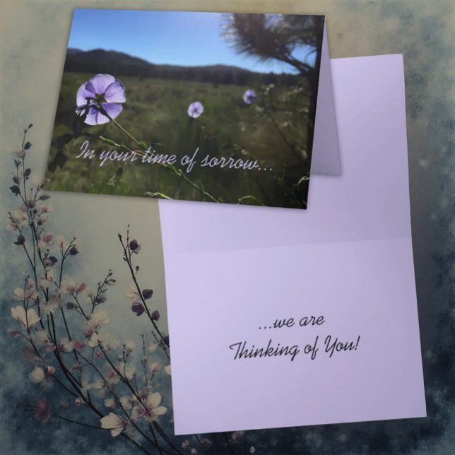 Sympati Condolences Blue Flax Flowers-foto Kort (front and inside template greeting card)