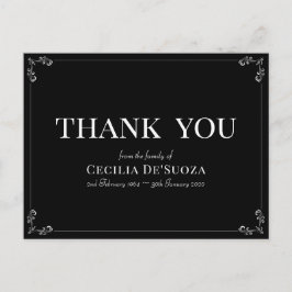 Sympati Elegant Enkel Svart Begravning Tack Vykort