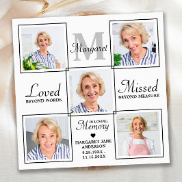 Sympati Elegant Photo Collage Memorial Funeral Tack Kort