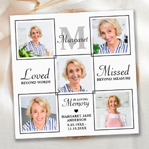 Sympati Elegant Photo Collage Memorial Funeral Tack Kort