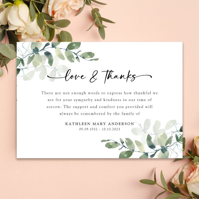 Sympati Eucalyptus Funeral Tack Kort (Skapare uppladdad)