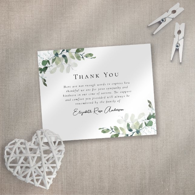Sympati Eucalyptus Funeral Tack you Card (Skapare uppladdad)