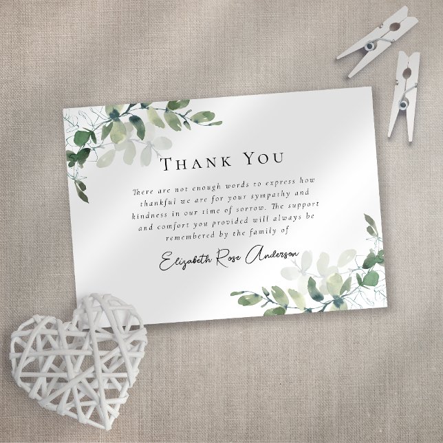 Sympati Eucalyptus Funeral Tack you Card Kort (Skapare uppladdad)