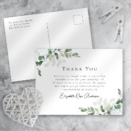 Sympati Eucalyptus Funeral Tack you Card Vykort