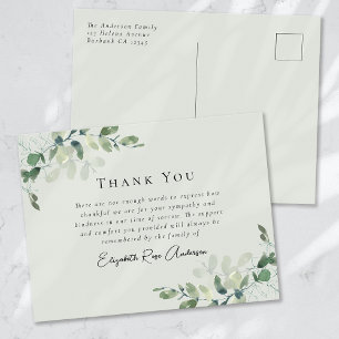 Sympati Eucalyptus Funeral Tack you Card Vykort
