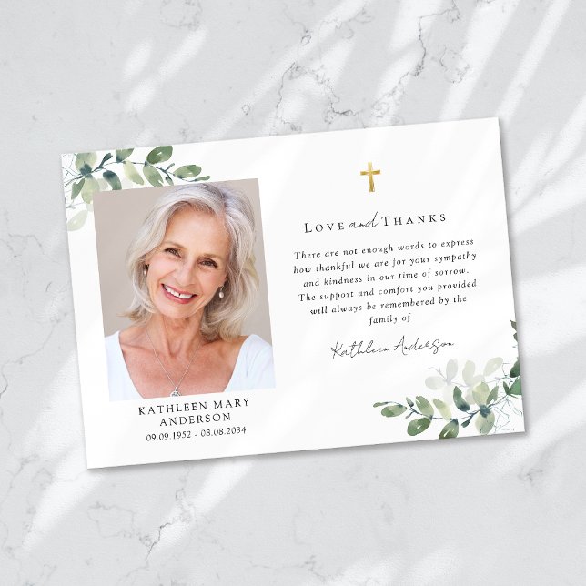 Sympati Eucalyptus Kor Photo Funeral Tack Kort (Skapare uppladdad)