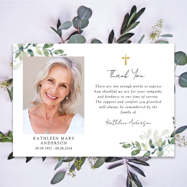 Sympati Eucalyptus Kor Photo Funeral Tack Kort (Skapare uppladdad)