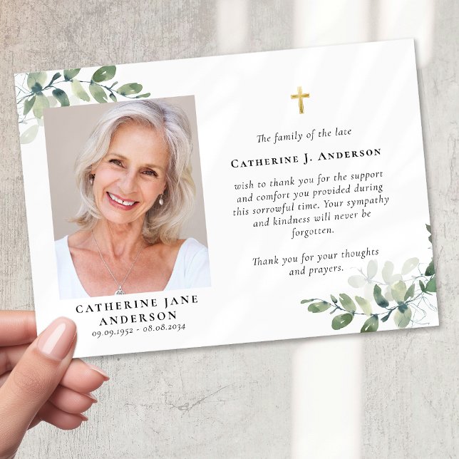 Sympati Eucalyptus Kor Photo Funeral Tack Kort (Skapare uppladdad)