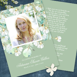 Sympati Eucalyptus Photo Funeral Prayer Card Visitkort