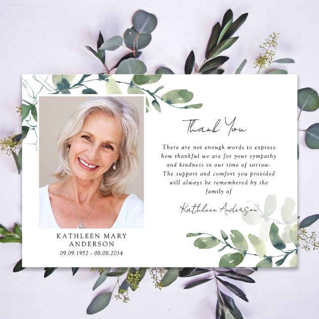 Sympati Eucalyptus Photo Funeral Tack Kort (Skapare uppladdad)