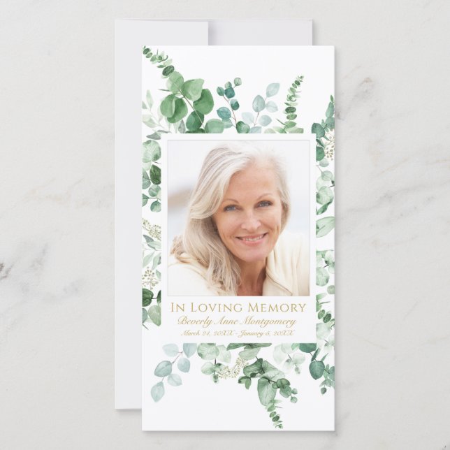 Sympati Eucalyptus Photo Guld Funeral Prayer (Framsida)