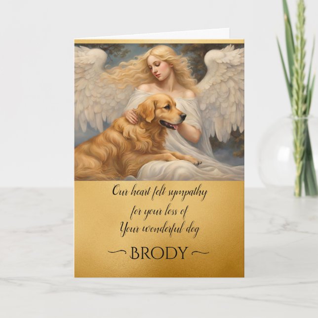 Sympati för Borttappad Golden Retriever Angel Art- Inbjudan (Framsida)