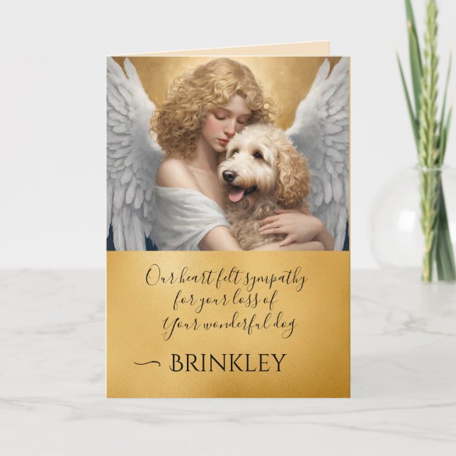 Sympati för Borttappad Goldendoodle Angel Art Kort (Framsida)