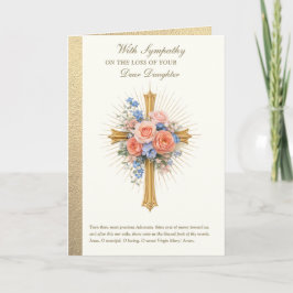 Sympati för dotter Guld Kors Blommor Kort
