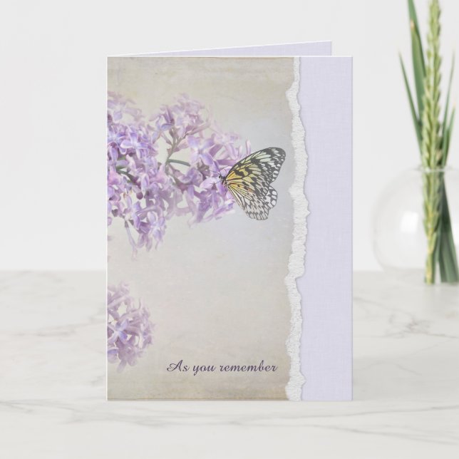 sympati för fjäril på Lilac med torn kant gräns Kort (Framsida)