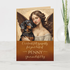 Sympati för förlust av Dachshund Copper Angel Card Kort