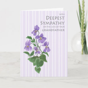 Sympati för förlust av farfar med Violets Card Kort