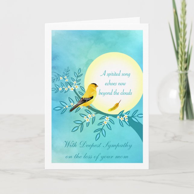 Sympati för förlusten av Mamma, Goldfinch Bird Kort (Framsida)