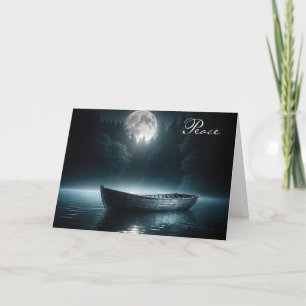 Sympati för gammal båt på Moonlit Sjö Kort