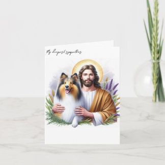 Sympati för Hund Loss Jesus med Collie Card Kort