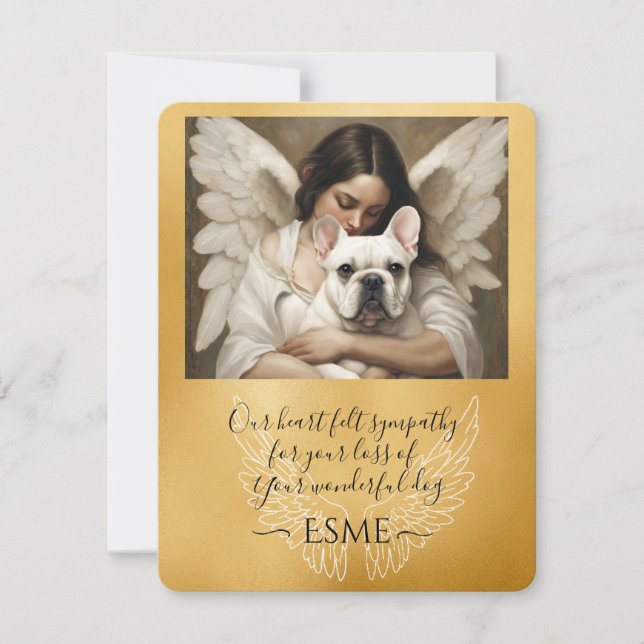 Sympati för Loss White Fransk Bulldog Angel Art. (Framsida)
