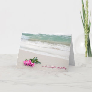 sympati för rosa ros på strand kort
