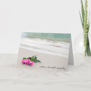 sympati för rosa ros på strand kort