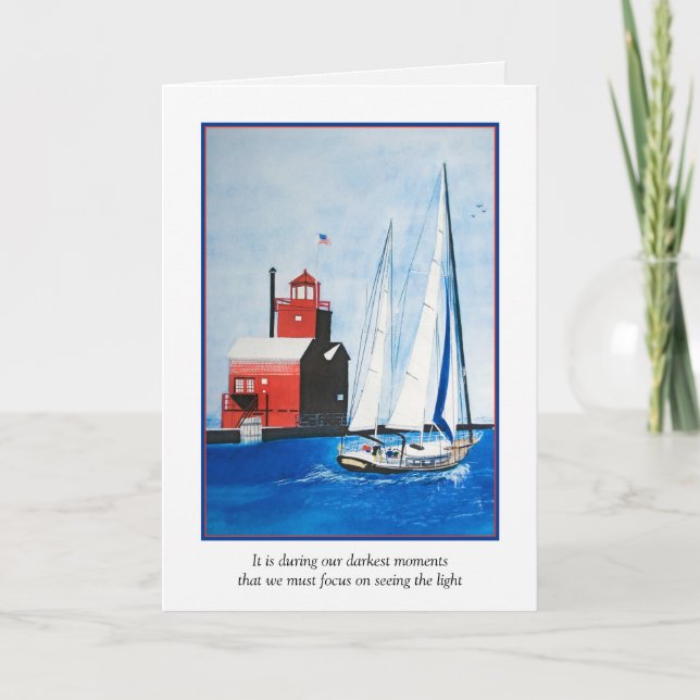 sympati för segelbåt och fyr kort (Framsida)
