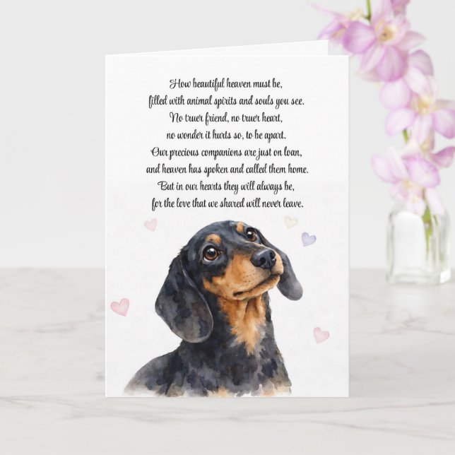 Sympati Förlust av hund Dachshund Andlig dikt Kort (Orkide)