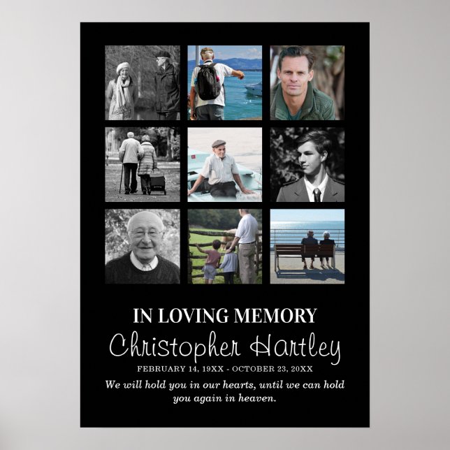 Sympati Fotokollage i Loving Memory Funeral Poster (Framsidan)