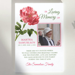 Sympati Funeral Blommigt Red Vintage RO TACK Kort